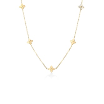 Roberto Coin 18K Yellow Gold Love In Verona Diamond Flower Station Necklace