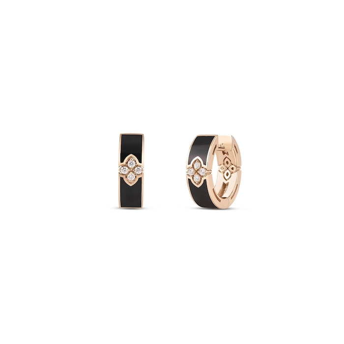Roberto Coin 18K Rose Gold Love In Verona Diamond & Enamel Hoop Earrings