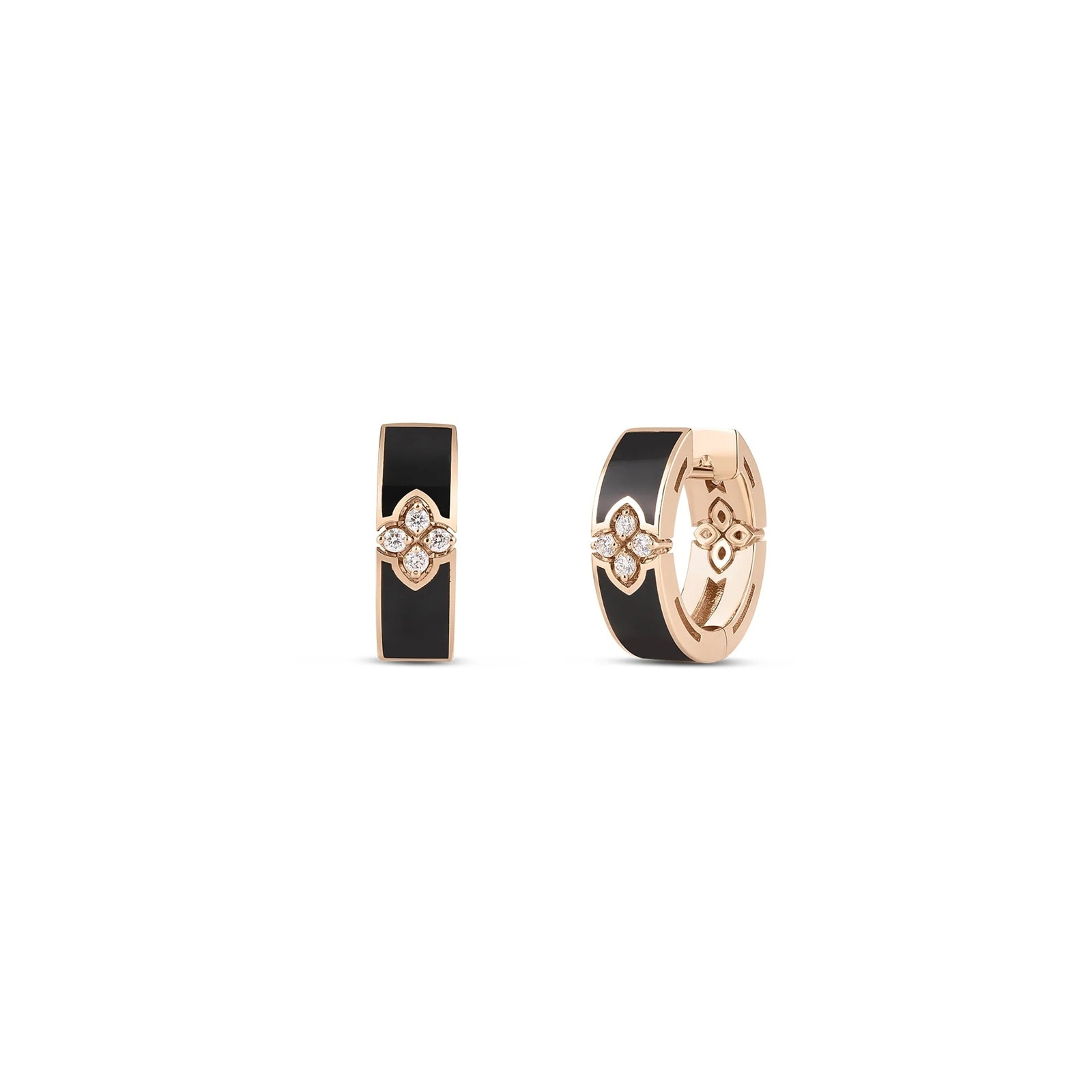 Roberto Coin 18K Rose Gold Love In Verona Diamond & Enamel Hoop Earrings