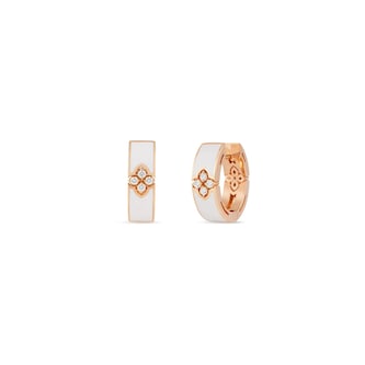 Roberto Coin 18K Rose Gold Love In Verona Diamond & White Enamel Hoop Earrings
