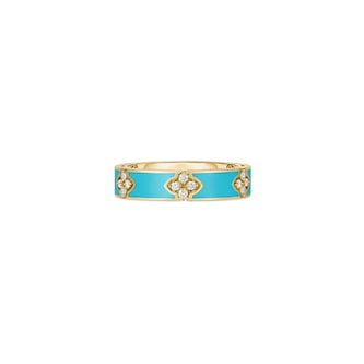 Roberto Coin 18K Yellow Gold Love In Verona Diamond & Turquoise Enamel Ring - Ring Size 6.5