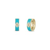 Roberto Coin 18K Yellow Gold Love In Verona Diamond & Turquoise Enamel Hoop Earrings