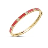 Roberto Coin 18K Yellow Gold Love In Verona Diamond & Coral Enamel Bangle