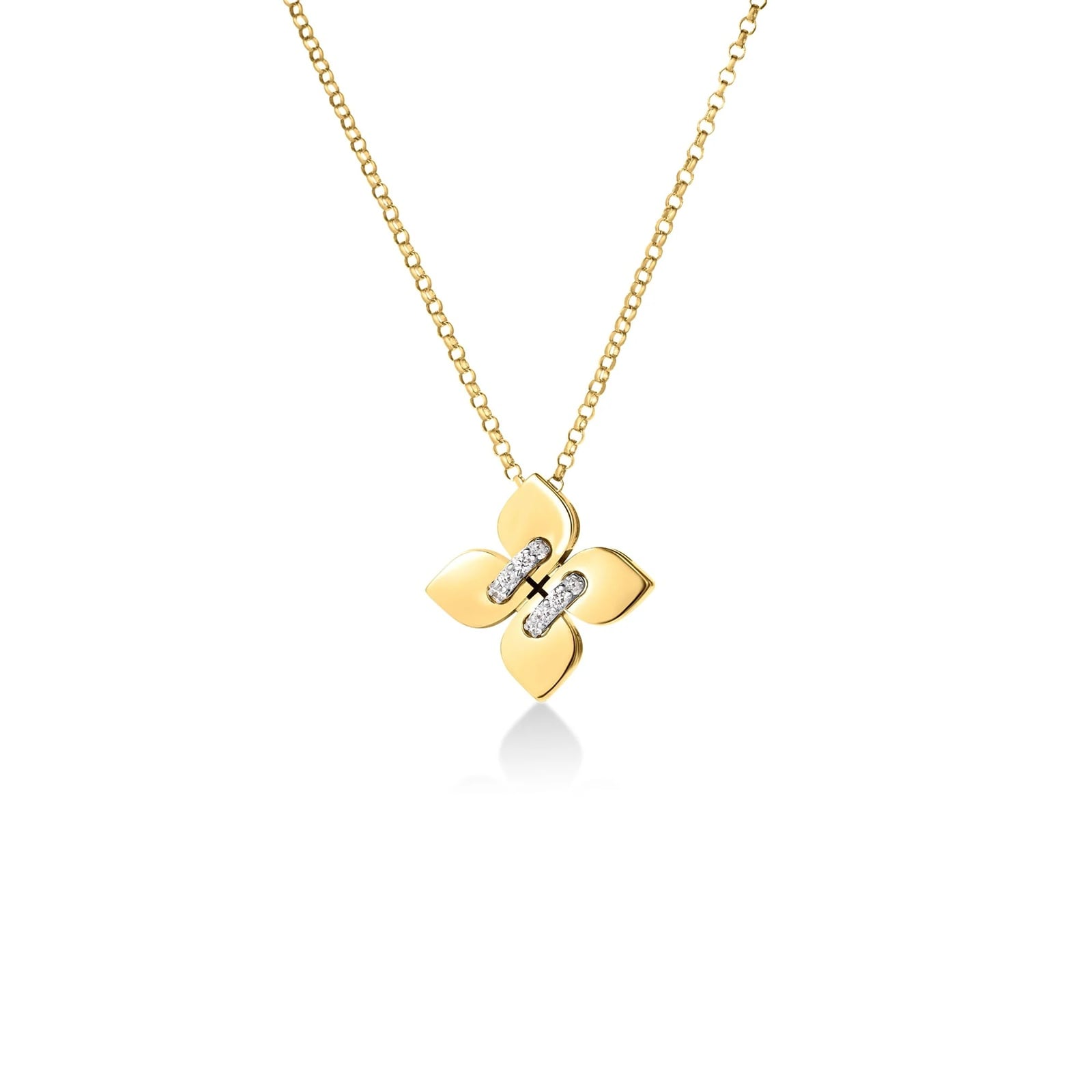 Roberto Coin 18K Yellow Gold Love In Verona Small Diamond Flower Necklace