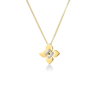 Roberto Coin 18K Yellow Gold Love In Verona Small Diamond Flower Necklace