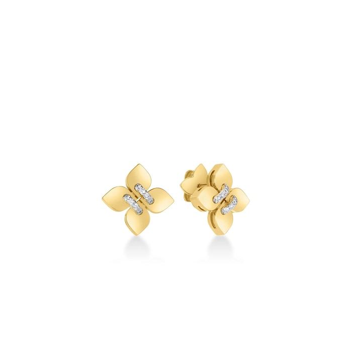 Roberto Coin 18K Yellow Gold Love In Verona Small Diamond Flower Stud Earrings