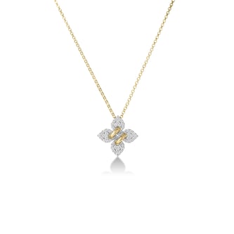 Roberto Coin 18K Yellow Gold Love In Verona Small Pave Diamond Flower Necklace