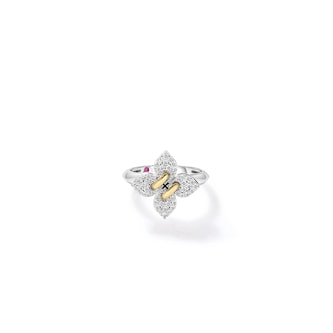Roberto Coin 18K White Gold Love In Verona Pave Diamond Flower Ring - Ring Size 6.5