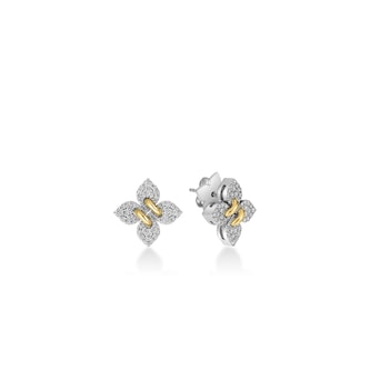 Roberto Coin 18K White Gold Love In Verona Pave Diamond Petite Flower Stud Earrings
