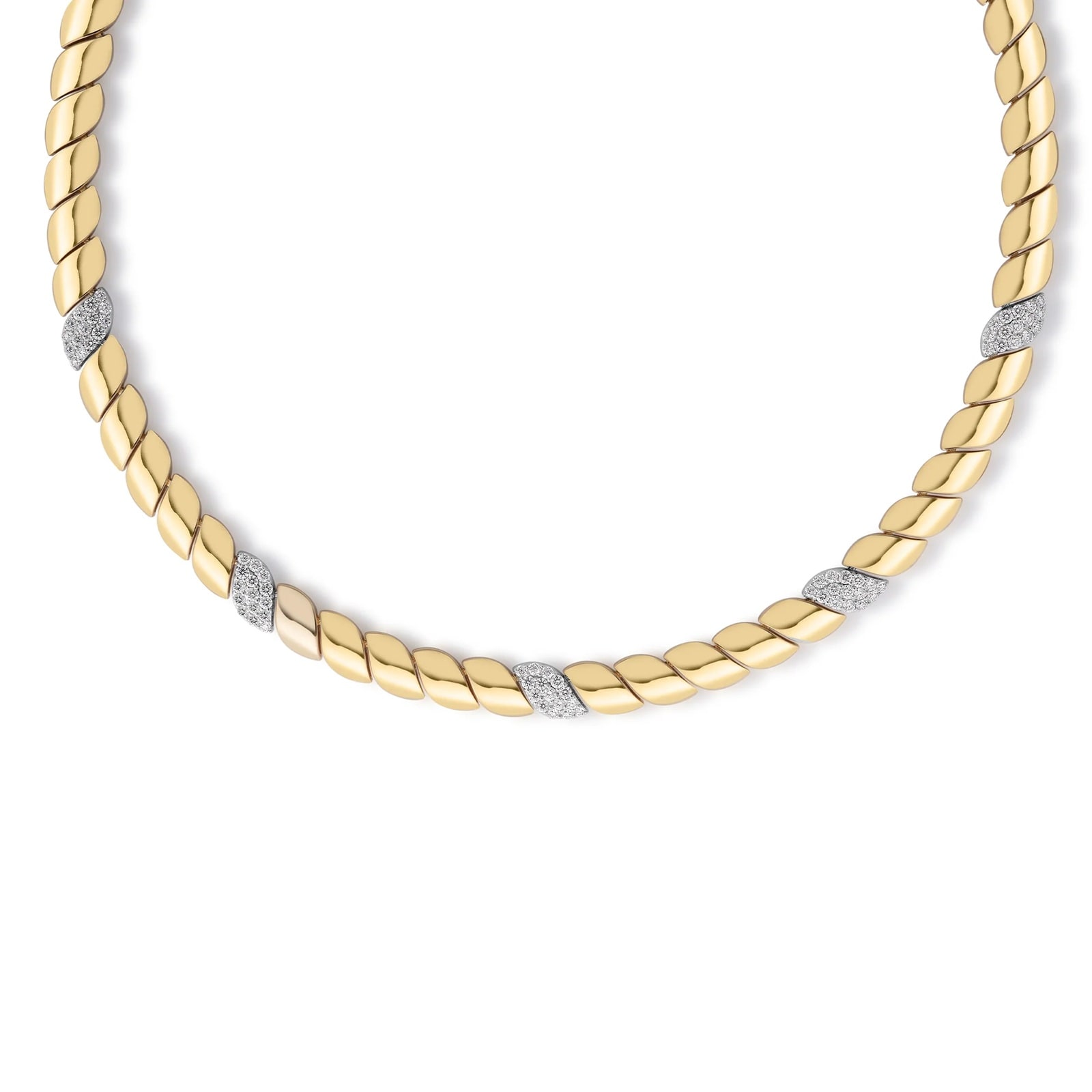 18K Yellow Gold San Marco Five Diamond Station Collar Necklace