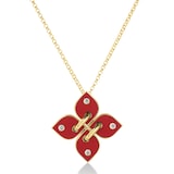 Roberto Coin 18K Yellow Gold Love In Verona Diamond & Coral Enamel Flower Pendant Necklace