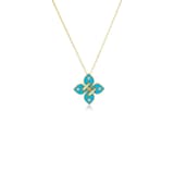 Roberto Coin 18K Yellow Gold Love In Verona Diamond & Turquoise Enamel Flower Pendant Necklace