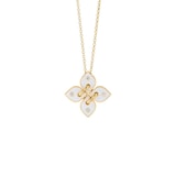 Roberto Coin 18K Yellow Gold Love In Verona Diamond & White Enamel Flower Pendant Necklace