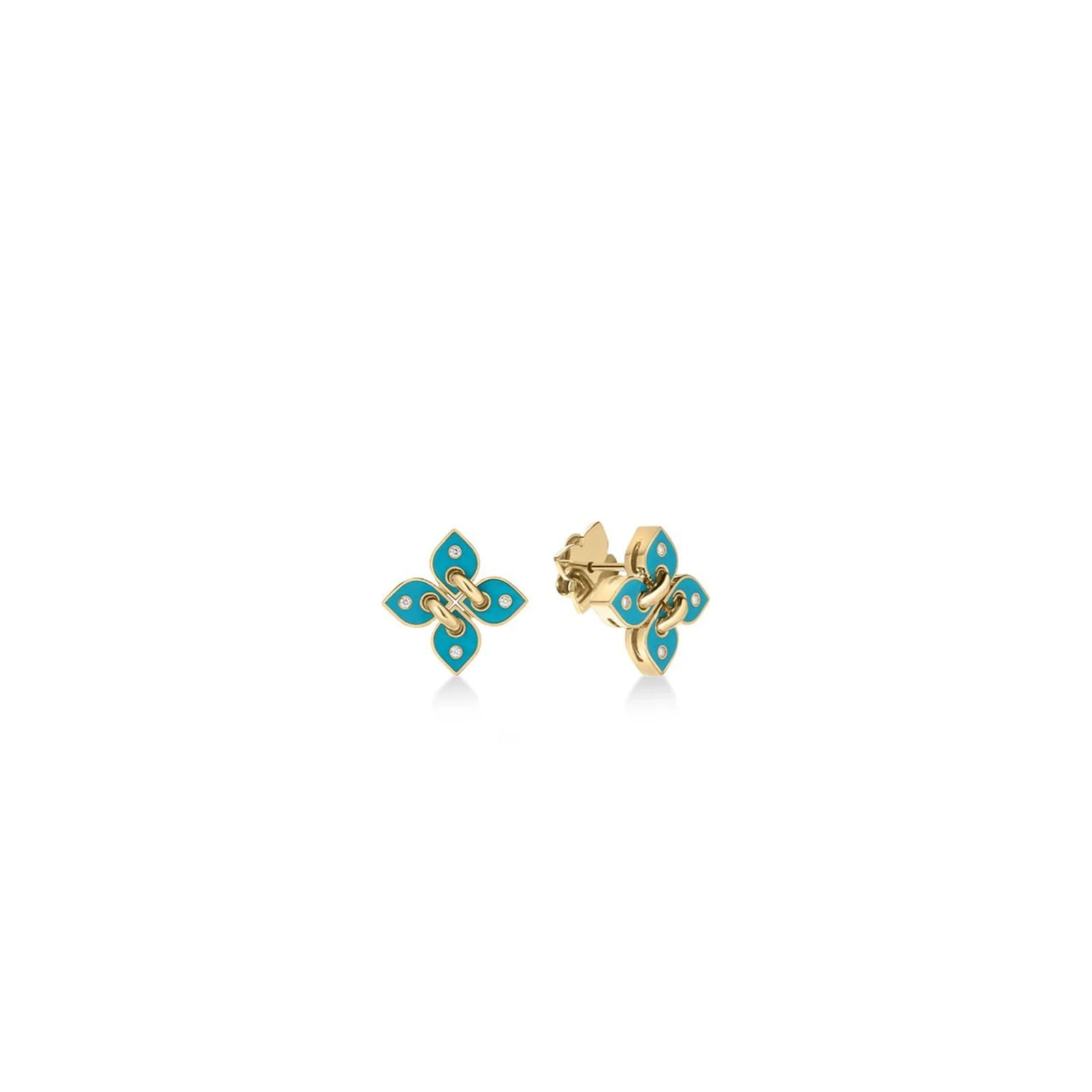 Roberto Coin 18K Yellow Gold Love In Verona Diamond & Turquoise Enamel Stud Earrings