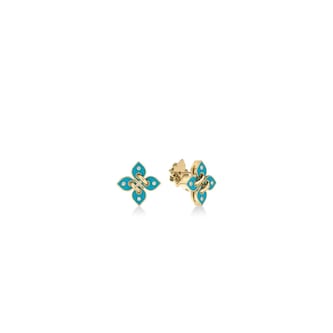 Roberto Coin 18K Yellow Gold Love In Verona Diamond & Turquoise Enamel Stud Earrings