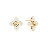 Roberto Coin 18K Yellow Gold Love In Verona Diamond & White Enamel Stud Earrings
