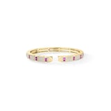 Roberto Coin 18K Yellow Gold Obelisco Diamond & Ruby Cuff Bangle - Size Small