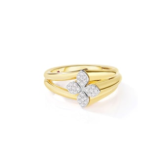 Roberto Coin 18K Yellow Gold Love In Verona Diamond Double Row Flower Ring - Ring Size 6.5