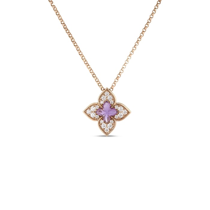 Roberto Coin 18K Rose Gold Venetian Princess Carnival Diamond & Amethyst Necklace