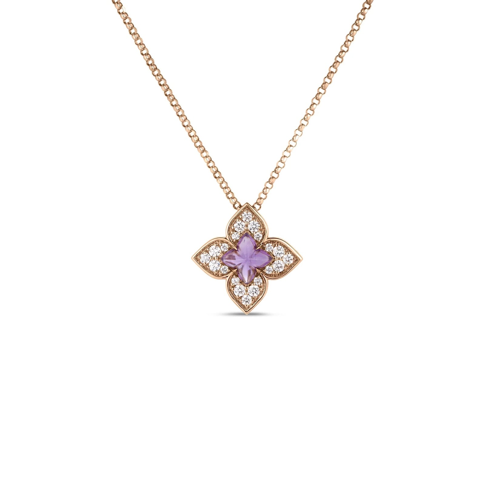 Roberto Coin 18K Rose Gold Venetian Princess Carnival Diamond & Amethyst Necklace