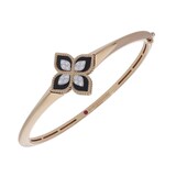 Roberto Coin Princess Flower 18ct Rose Gold 0.18ct Diamond & Black Jade Bangle - Size Petite