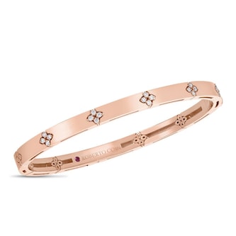 Roberto Coin Love In Verona 18ct Rose Gold 0.19ct Diamond Bangle - Size Petite