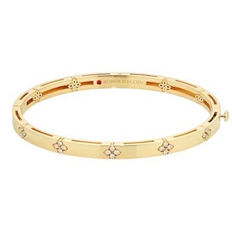 Roberto Coin 18ct Yellow Gold Love In Verona 0.19ct Diamond Bangle - Size Medium