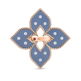 Roberto Coin Venetian Princess 18ct Rose Gold Blue Titanium & Diamond Ring