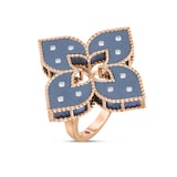 Roberto Coin Venetian Princess 18ct Rose Gold Blue Titanium & Diamond Ring
