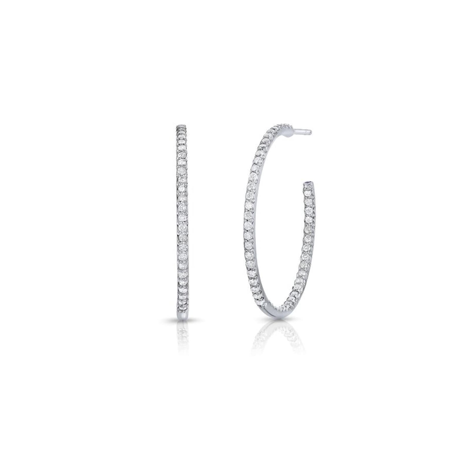 Roberto Coin 18K White Gold The Perfect Diamond Hoop® Large Hoop Earrings