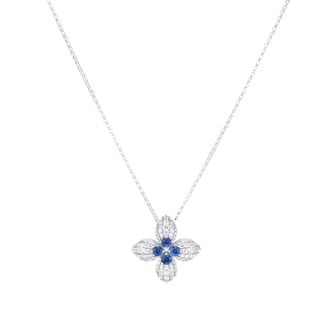 Roberto Coin Love In Verona 18ct White Gold Sapphire & 0.50ct Diamond Pendant Necklace