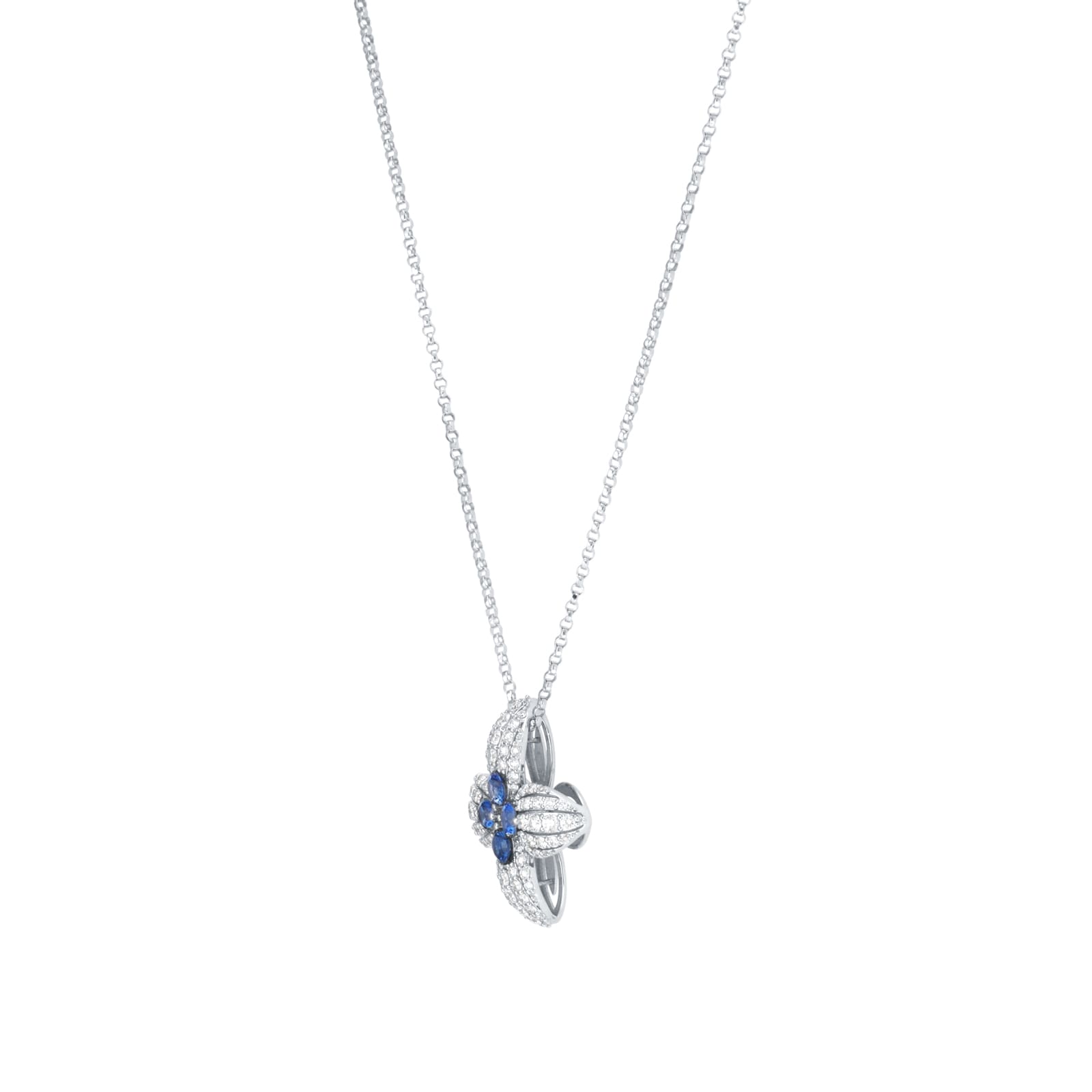 Roberto Coin Love In Verona 18ct White Gold Sapphire & 0.50ct Diamond Pendant Necklace Roberto Coin Love In Verona 18ct White Gold Sapphire & 0.50ct Diamond Pendant Necklace