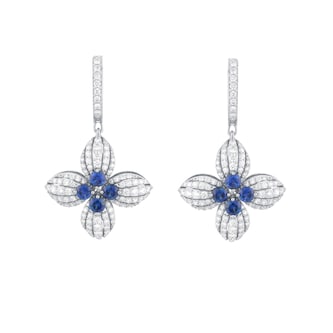 Roberto Coin Love In Verona 18ct White Gold Sapphire & 1.15ct Diamond Hoop Earrings
