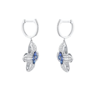 Roberto Coin Love In Verona 18ct White Gold Sapphire & 1.15ct Diamond Hoop Earrings