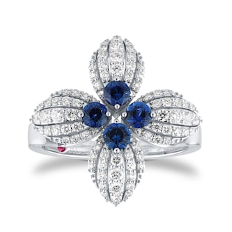 Roberto Coin Love In Verona 18ct White Gold Sapphire & 0.50ct Diamond Ring