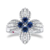 Roberto Coin Love In Verona 18ct White Gold Sapphire & 0.50ct Diamond Ring - Ring Size J