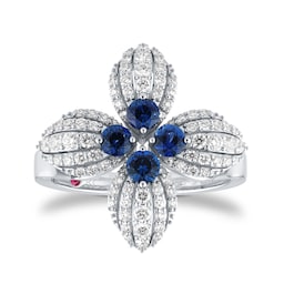 37524663 - Love In Verona 18ct White Gold Sapphire & 0.50ct Diamond Ring