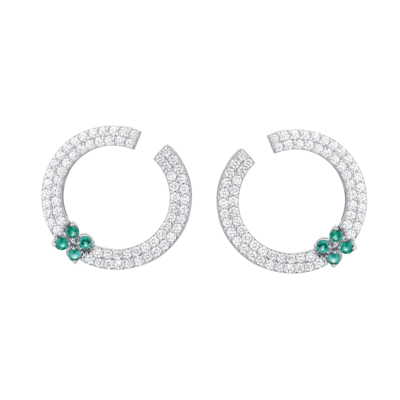 Roberto Coin Love In Verona 18ct White Gold Emerald 
1.11ct Diamond Stud Earrings