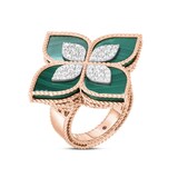 Roberto Coin Princess Flower 18ct Rose Gold Malachite & 0.72ct Diamond Ring