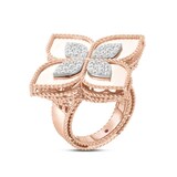 Roberto Coin Princess Flower 18ct Rose Gold 0.72ct Diamond Ring - Ring Size N