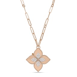 37524685 - Princess Flower 18ct Rose Gold 0.72ct Diamond Pendant Necklace