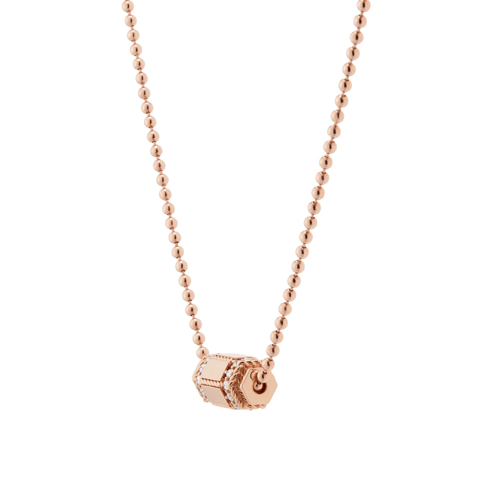 Roberto Coin Art Deco 18ct Rose Gold 0.27ct Diamond Pendant Necklace