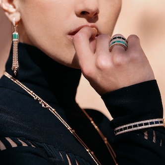 Roberto Coin Art Deco 18ct Rose Gold Malachite & 0.94ct Diamond Bangle