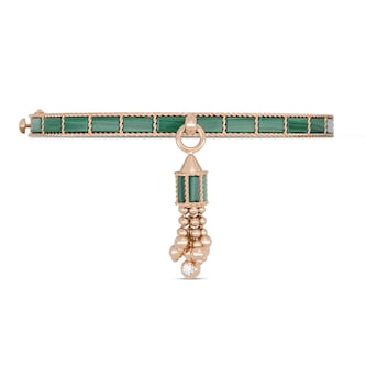 Roberto Coin Art Deco 18ct Rose Gold Malachite & 0.11ct Diamond Bangle