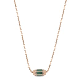 37524697 - Art Deco 18ct Rose Gold Malachite & 0.26ct Diamond Pendant Necklace