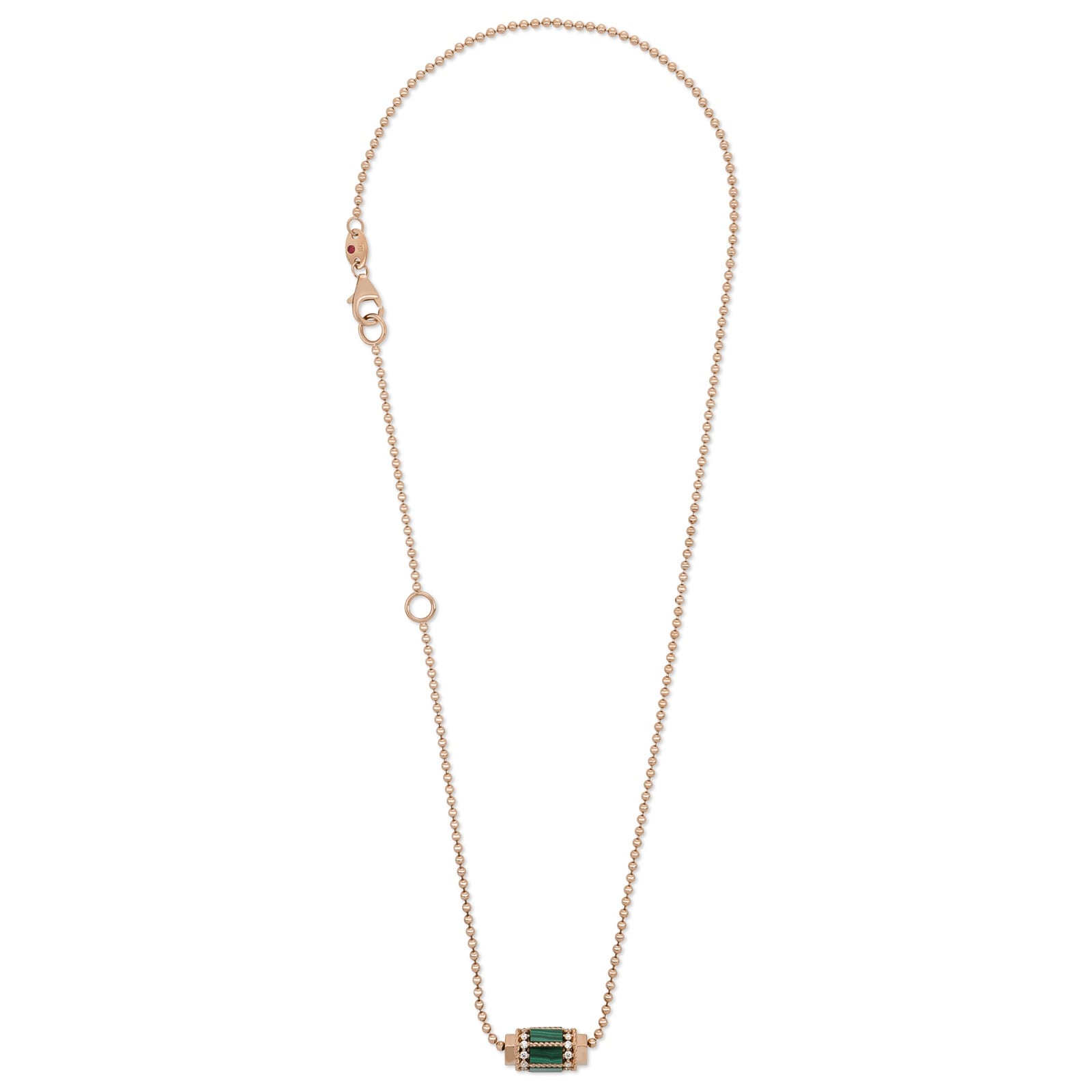 Roberto Coin Art Deco 18ct Rose Gold Malachite & 0.26ct Diamond Pendant Necklace