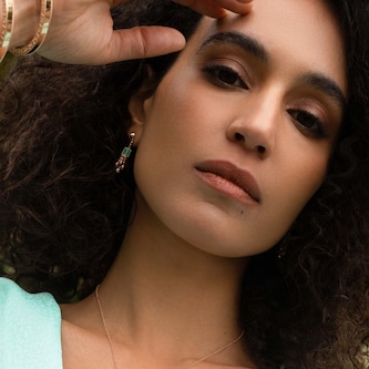 Roberto Coin Art Deco 18ct Rose Gold Malachite & 0.22ct Diamond Drop Earrings