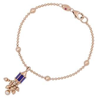 Roberto Coin Art Deco 18ct Rose Gold Lapis & 0.15ct Diamond Bracelet