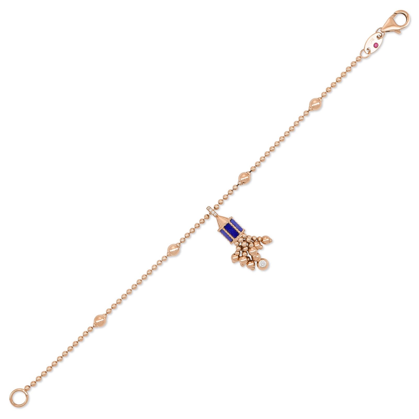 Roberto Coin Art Deco 18ct Rose Gold Lapis & 0.15ct Diamond Bracelet