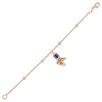 Roberto Coin Art Deco 18ct Rose Gold Lapis & 0.15ct Diamond Bracelet